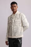 Buy_Countrymade_White Matka Silk Embroidered Thread Land Meta Short Jacket _Online_at_Aza_Fashions