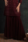 Buy_Shikha and Srishti Design_Maroon Crepe Embroidered Cutdana Round Jacket Sharara Set  _Online_at_Aza_Fashions