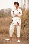 Shop_Kharakapas_Off White Cotton Mul Printed Floral Cascade Fling Shirt And Pant Set  _Online_at_Aza_Fashions