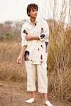 Kharakapas_Off White Cotton Mul Printed Floral Cascade Fling Shirt And Pant Set  _at_Aza_Fashions