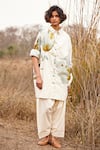 Buy_Kharakapas_Off White Cotton Mul Printed Floral Pahadi Shirt And Salwar Pant Set  _at_Aza_Fashions