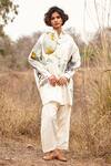 Kharakapas_Off White Cotton Mul Printed Floral Pahadi Shirt And Salwar Pant Set  _Online_at_Aza_Fashions