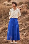 Buy_Kharakapas_Blue Cotton Solid Tez Neela Skirt _at_Aza_Fashions