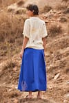 Shop_Kharakapas_Blue Cotton Solid Tez Neela Skirt _at_Aza_Fashions