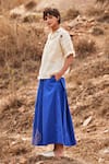 Buy_Kharakapas_Blue Cotton Solid Tez Neela Skirt _Online_at_Aza_Fashions