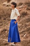 Shop_Kharakapas_Blue Cotton Solid Tez Neela Skirt _Online_at_Aza_Fashions