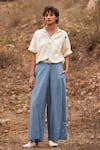 Buy_Kharakapas_Blue Linen Solid Aasmaan Pant  _at_Aza_Fashions