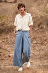 Shop_Kharakapas_Blue Linen Solid Aasmaan Pant  _at_Aza_Fashions