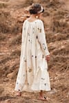 Shop_Kharakapas_Off White Cotton Mul Printed Floral Scattered Round Gul Dress  _at_Aza_Fashions