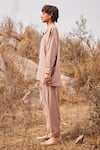 Buy_Kharakapas_Brown Linen Solid Collar Dune Shirt And Salwar Pant Co-ord Set  _Online_at_Aza_Fashions