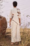 Shop_Kharakapas_Off White Cotton Mul Printed Bird Notched Chidiya Shirt And Pant Set  _at_Aza_Fashions