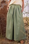 Buy_Kharakapas_Green Cotton Plain Flared Pant  _Online_at_Aza_Fashions