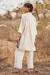 Shop_Kharakapas_Off White Cotton Mul Printed Floral Mandarin Vann Kurta And Pant Set  _at_Aza_Fashions