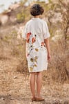 Shop_Kharakapas_Off White Cotton Mul Printed Floral Collar Sino Dress  _at_Aza_Fashions