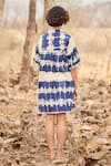 Shop_Kharakapas_Blue Cotton Mul Shibori Collar Barish Pattern Shirt Dress  _at_Aza_Fashions