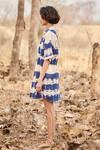 Buy_Kharakapas_Blue Cotton Mul Shibori Collar Barish Pattern Shirt Dress  _Online_at_Aza_Fashions