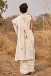 Shop_Kharakapas_Off White Schiffly Cotton Embroidery V Neck Jui Work Blouse  _at_Aza_Fashions