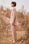 Shop_Kharakapas_Brown Linen Plain Dune Salwar Pant  _Online_at_Aza_Fashions