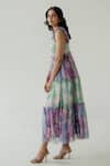 Buy_AROOP SHOP INDIA_Green Recycled Chiffon Printed Fern And Fay Cassie & Tiered Dress _Online_at_Aza_Fashions