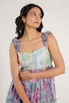 Shop_AROOP SHOP INDIA_Green Recycled Chiffon Printed Fern And Fay Cassie & Tiered Dress _Online_at_Aza_Fashions