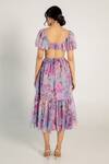 Shop_AROOP SHOP INDIA_Purple Recycled Chiffon Printed Fay Floral V Neck Baia Cut-out Dress _at_Aza_Fashions