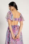 Buy_AROOP SHOP INDIA_Purple Recycled Chiffon Printed Fay Floral V Neck Baia Cut-out Dress _Online_at_Aza_Fashions