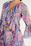 AROOP SHOP INDIA_Purple Recycled Chiffon Printed Fay Floral V Neck Doris Top And Pant Co-ord Set _at_Aza_Fashions