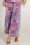 AROOP SHOP INDIA_Purple Recycled Chiffon Printed Fay Floral Band V Jenna Top And Pant Co-ord Set _Online_at_Aza_Fashions