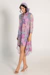 Buy_AROOP SHOP INDIA_Purple Recycled Chiffon Printed Fay Floral Band Collar Mira Shirt Dress _at_Aza_Fashions