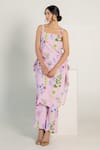 Buy_AROOP SHOP INDIA_Purple Modal Satin Printed Floral Square Orchid Kurta And Pant Set _at_Aza_Fashions