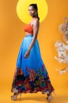 Buy_KHUSHBOO HARAN BORKAR_Blue Crepe Printed Japanese Scenic Halter Neck Skirt With Top  _Online_at_Aza_Fashions