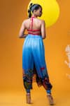 Shop_KHUSHBOO HARAN BORKAR_Blue Crepe Printed Japanese Scenic Shirt Mandarin Collar Cuffed Pant Set _at_Aza_Fashions