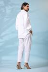 Shop_k-anshika_White Cotton Embroidered Resham Thread Collar Shirt Pant Set _at_Aza_Fashions