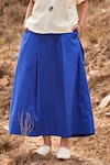 Kharakapas_Blue Cotton Solid Tez Neela Skirt _at_Aza_Fashions