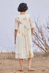 Shop_Kharakapas_Off White Cotton Mul Print Floral Square Alabaster Asymmetric Dress  _at_Aza_Fashions