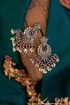 Buy_Mero Jewellery_Silver Plated Pearls, Stones Mandala Spike Earrings _at_Aza_Fashions