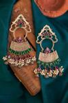 Shop_Mero Jewellery_Silver Plated Kemp Stones Floret Carved Dangler Earrings _at_Aza_Fashions