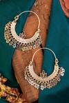 Buy_Mero Jewellery_Silver Plated Floral Tasselled Chandbali Hoops _at_Aza_Fashions