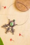 Buy Mero Jewellery Green Jade Studded Carved Temple Hasli Choker at Aza Fashions Buy_Mero Jewellery_Green Jade Studded Carved Temple Hasli Choker _at_Aza_Fashions