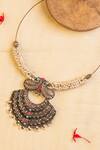 Shop_Mero Jewellery_White Pearls Embellished Temple Necklace _at_Aza_Fashions