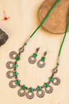 Buy_Mero Jewellery_Green Kempstones Embellished Temple Necklace Set _at_Aza_Fashions