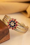 Shop_Mero Jewellery_Blue Kundan Embellished Floral Cuff _at_Aza_Fashions
