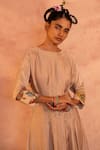 Shop_Aamra By Lavanya_Ivory Chanderi Silk, Satin Sequins, Front Pleated Kurta With Straight Pant _Online_at_Aza_Fashions