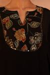 Shop_Aamra By Lavanya_Black Crape Hand Embroidery Mirror Notched Painted Kaftan With Pant  _at_Aza_Fashions