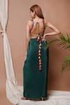 Shop_Ahi Clothing_Green Natural Crepe Embroidery Moti Mirror Resham Blouse With Draped Skirt_at_Aza_Fashions