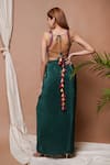 Shop_Ahi Clothing_Green Natural Crepe Embroidery Moti Mirror Resham Blouse With Draped Skirt _at_Aza_Fashions