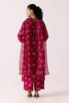 Shop_Label Shreya Sharma_Magenta Kurta And Pant Cotton Silk Print Floral V Neck Set _at_Aza_Fashions