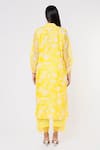 Shop_Yuvraani Jaipur_Yellow Organza, Chanderi, Cotton Embroidery, Lace Floral Pattern Kurta Set _at_Aza_Fashions