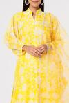 Buy_Yuvraani Jaipur_Yellow Organza, Chanderi, Cotton Embroidery, Lace Floral Pattern Kurta Set _Online_at_Aza_Fashions