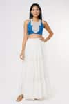 Buy_Yuvrani Jaipur_White Muslin Embroidered Pearl Round Top With Tiered Skirt _at_Aza_Fashions